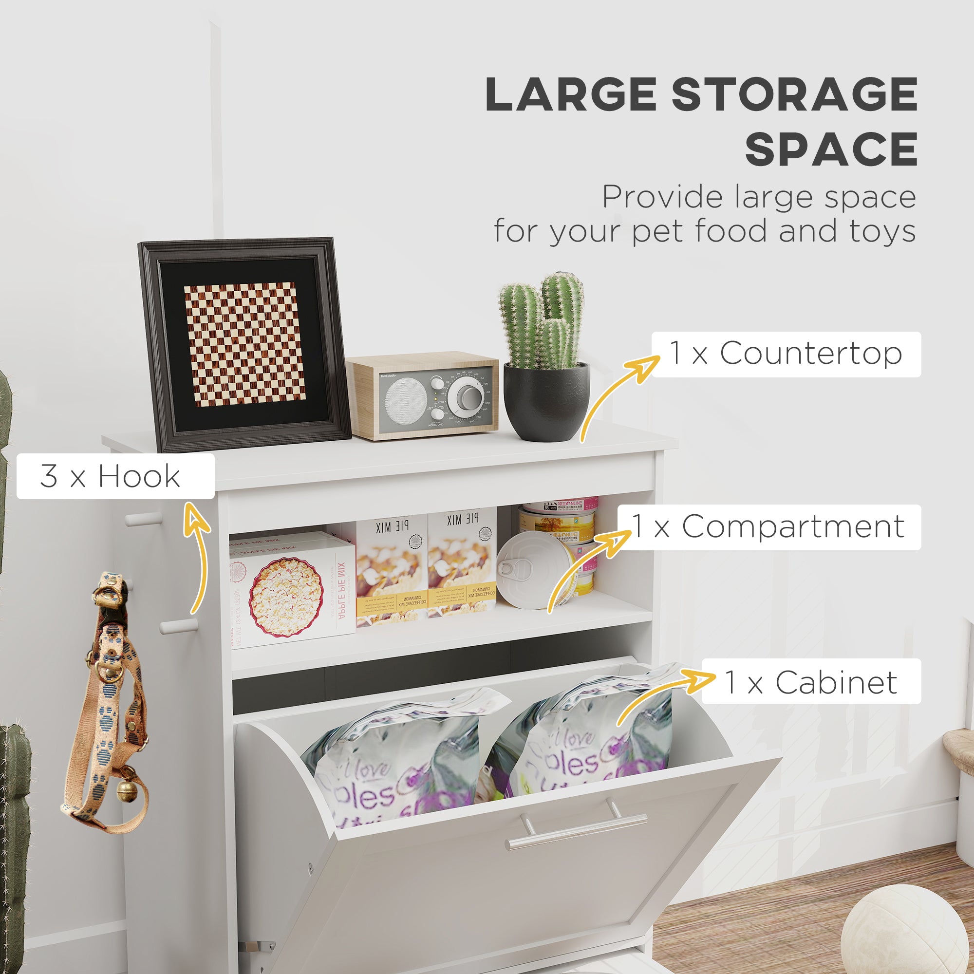 Pet Feeder Station Storage Cabinet