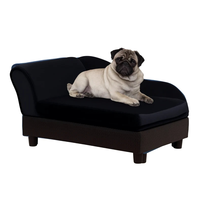 PawHut Pet Sofa Bed Couch With Storage, Pet Sofa For Cats And Small Dogs, Black