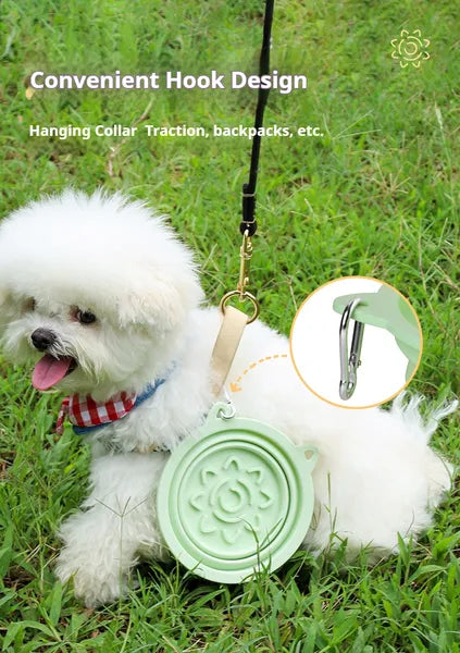 3-in-1 Pet Travel Collapsible Bowl Foldable Slow-Feeder With Strong Suction Cups  Portable Silicone Dog Bowl With Hook For Hanging On Collar/Backpack